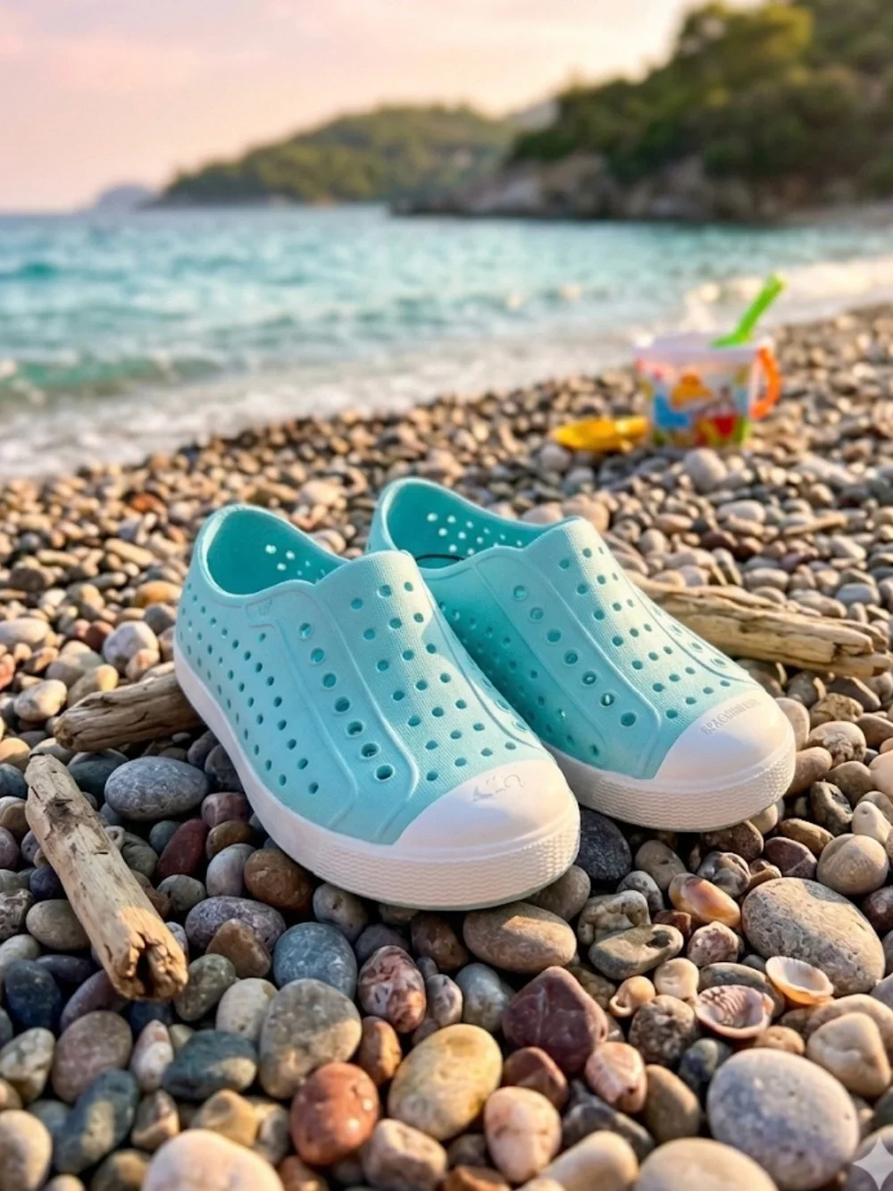 Slip-On Kids Water Shoes in Aqua Blue - Lightweight Beach & Pool Footwear